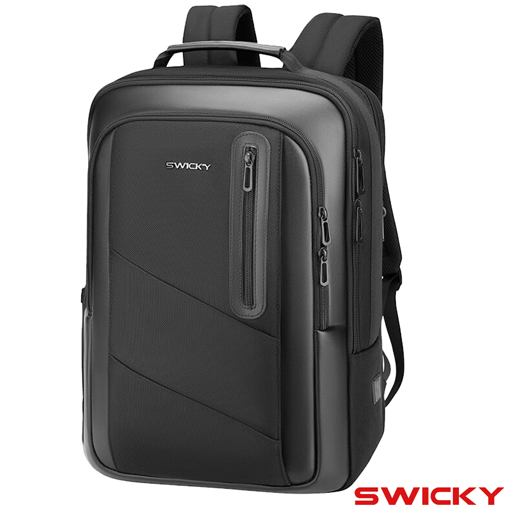 【SWICKY】商務生活簡約後背包/旅遊背包/辦公包 (黑)