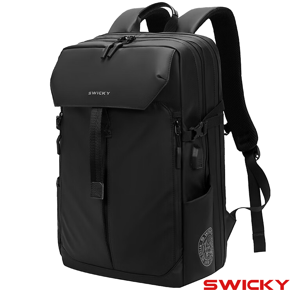 【SWICKY】酷潮出遊大容量後背包/旅遊背包/辦公包 (黑)