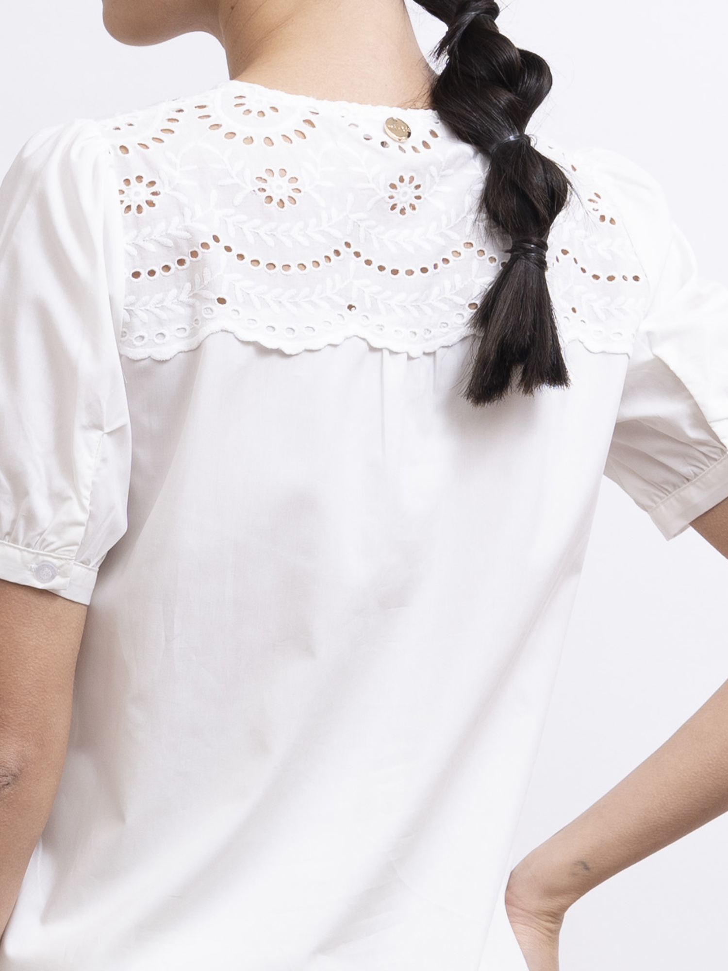 mi-tu 拼接蕾絲短袖恤衫