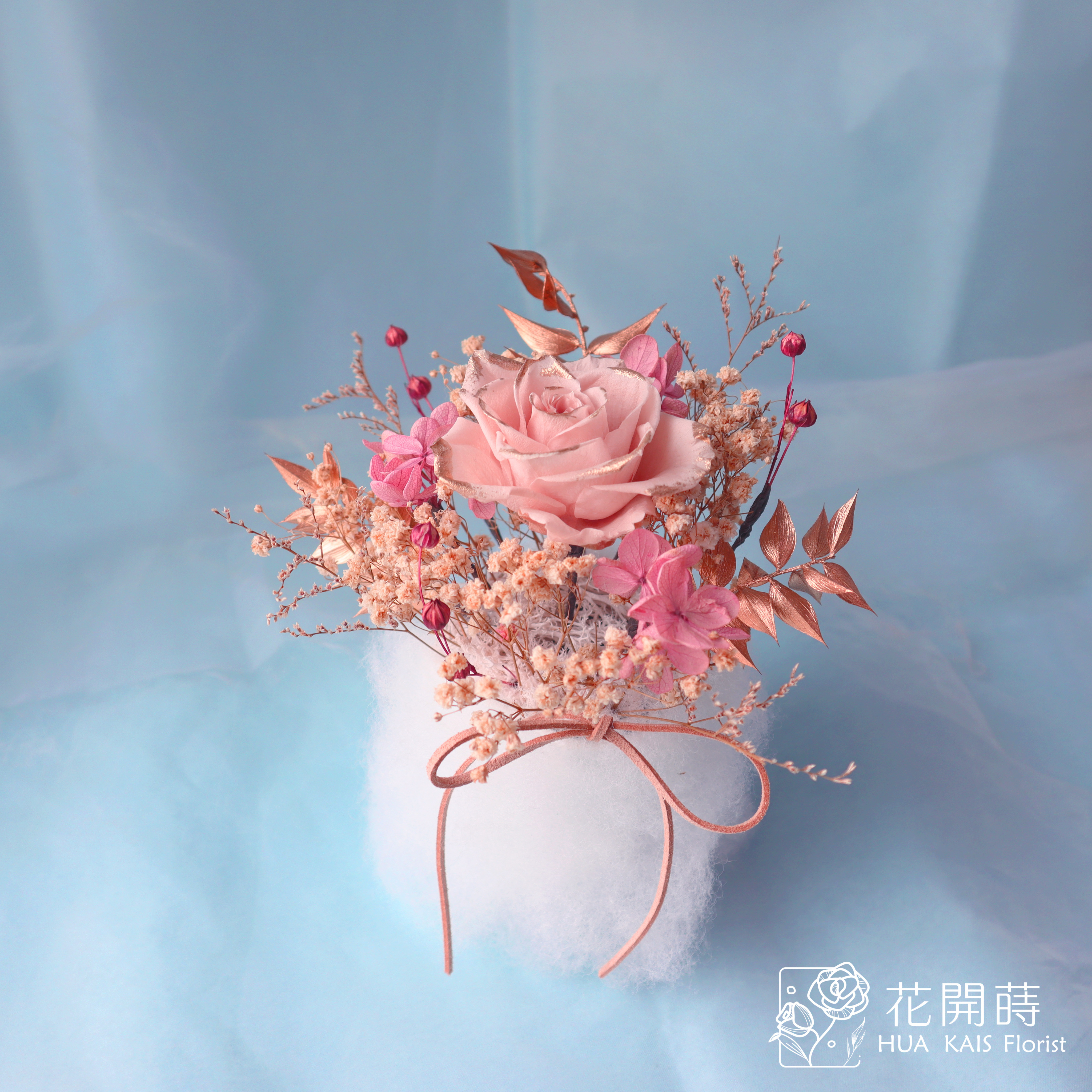 永生玫瑰小桌花|金箔奶茶|開幕小盆栽|生日禮物|辦公桌小盆花|畢業花禮