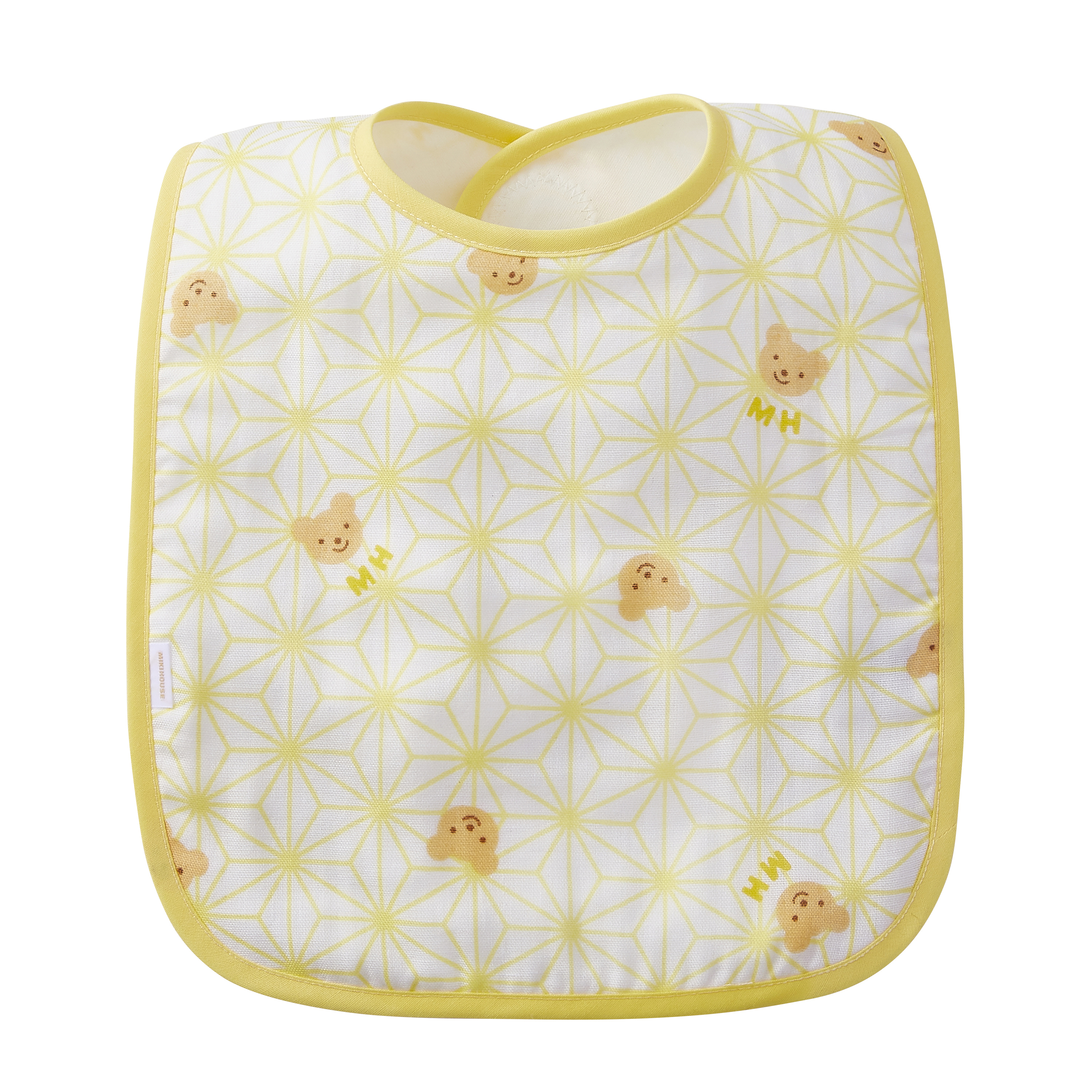 雙層針織紗布棉防水內襯圍兜-小熊