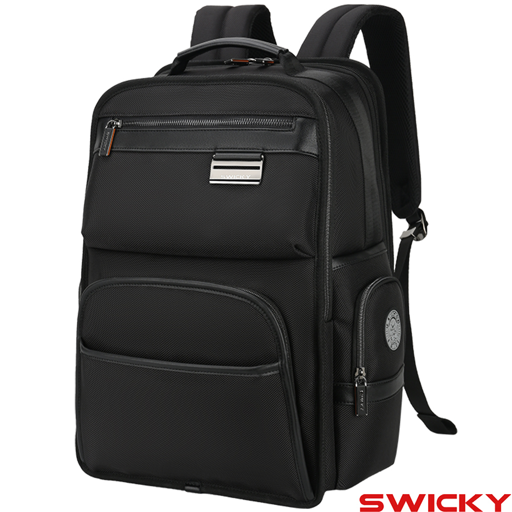 【SWICKY】商務出差大容量電腦後背包/辦公包 /學生書包(黑)