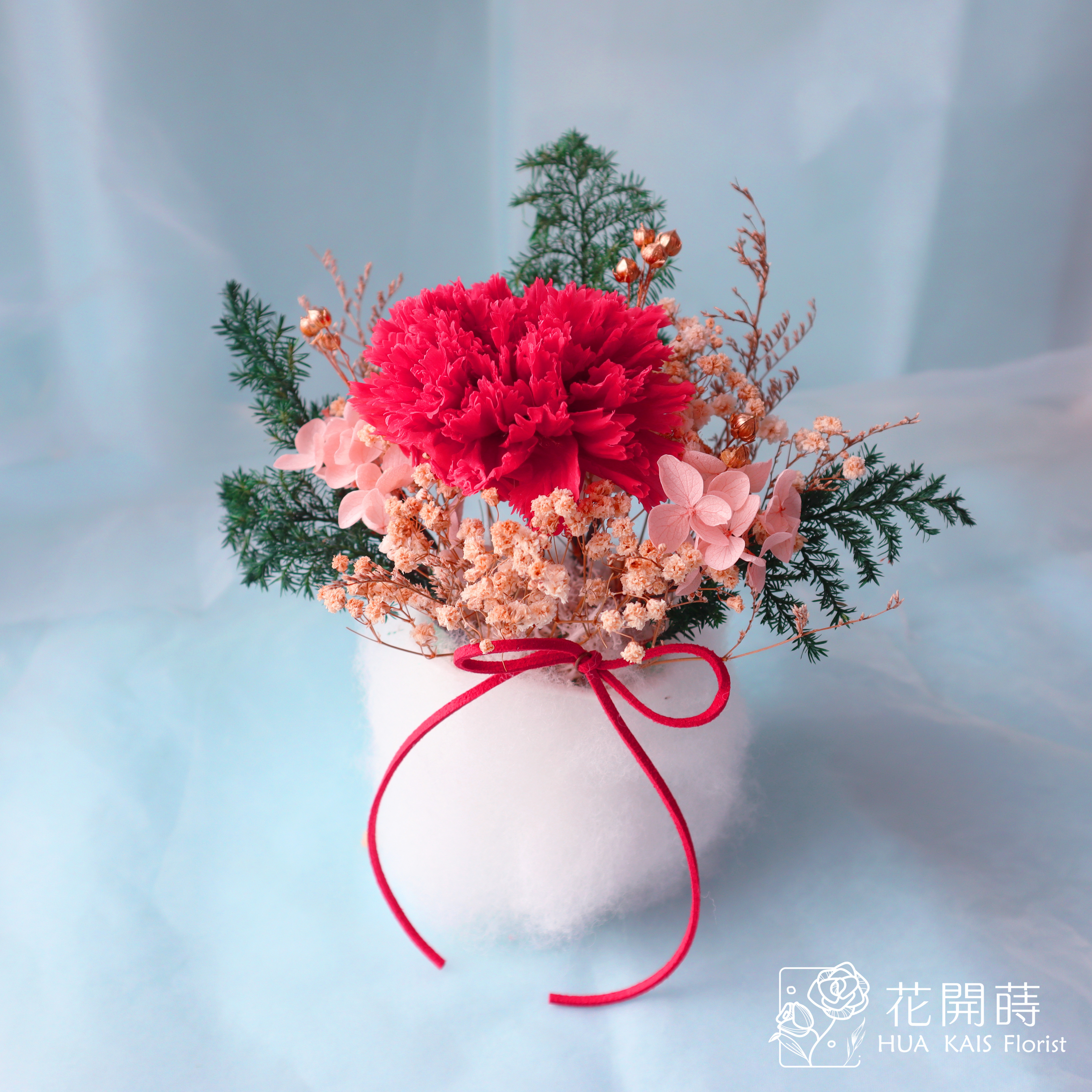 永生康乃馨小桌花|經典紅康乃馨|開幕小盆栽|生日禮物|辦公桌小盆花|母親節禮物|母親節|康乃馨