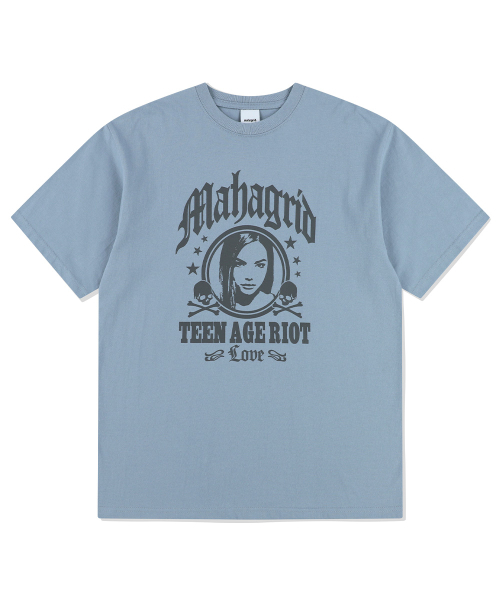 MAHAGRID - TWO SKULL ROCK TEE (BLUE)