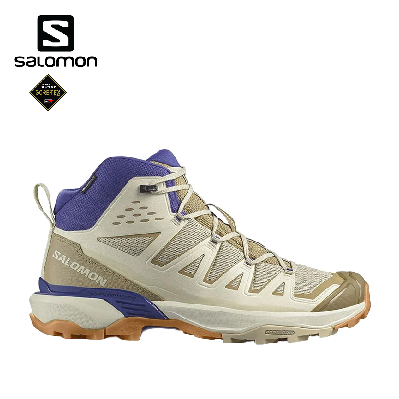 Salomon 法國 X ULTRA 360 EDGE GTX 中筒登山鞋 男款 白/棕/藍 防水/高抓地 33SL473781