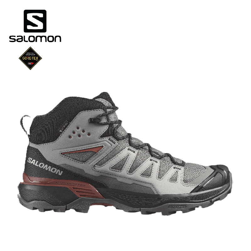 Salomon 法國 X ULTRA 360 GTX 中筒登山鞋 男款 藍灰/黑/焦褐紅 防水/高抓地力 33SL474478