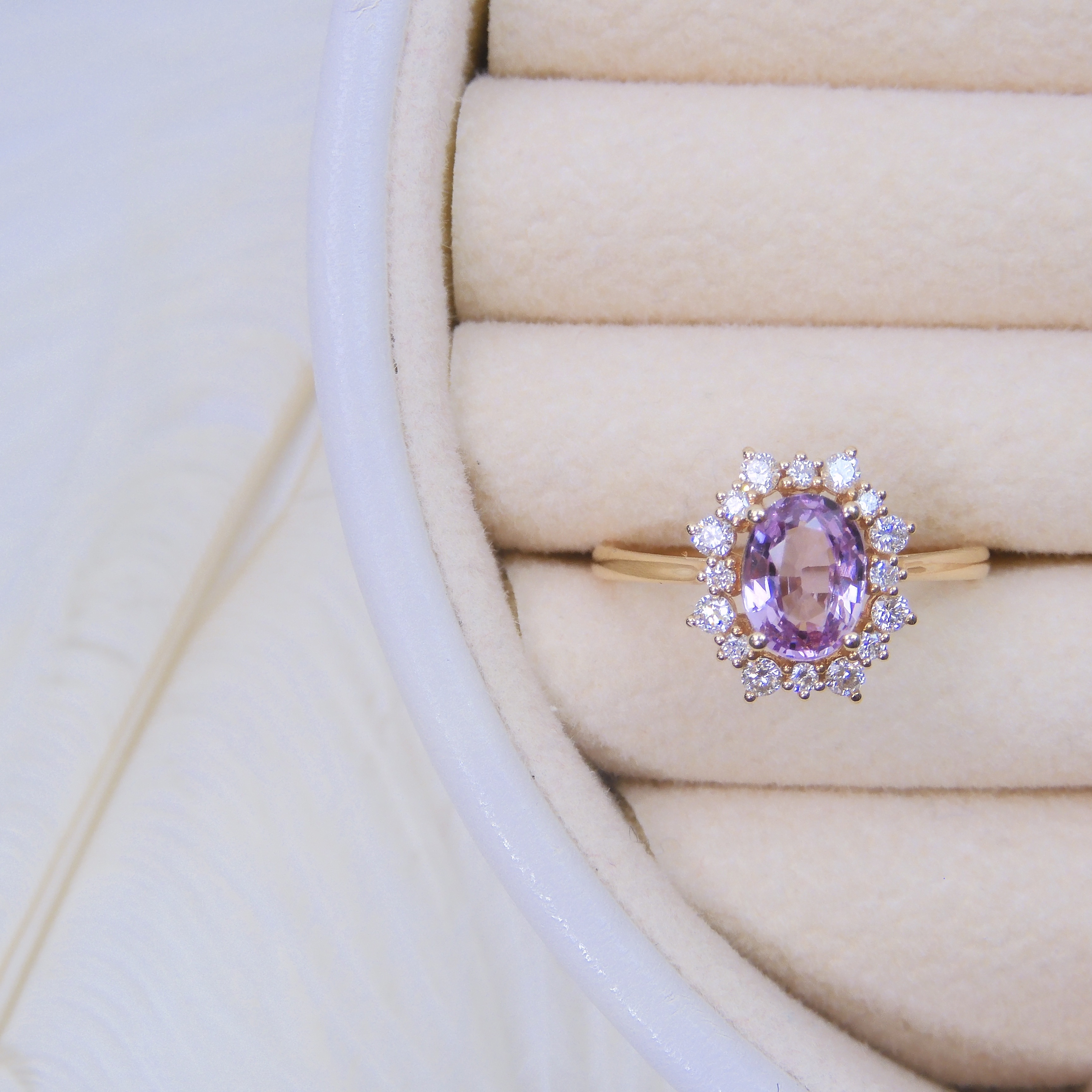 18K金 1.12ct 粉紅藍寶石戒指 (配國際證書)