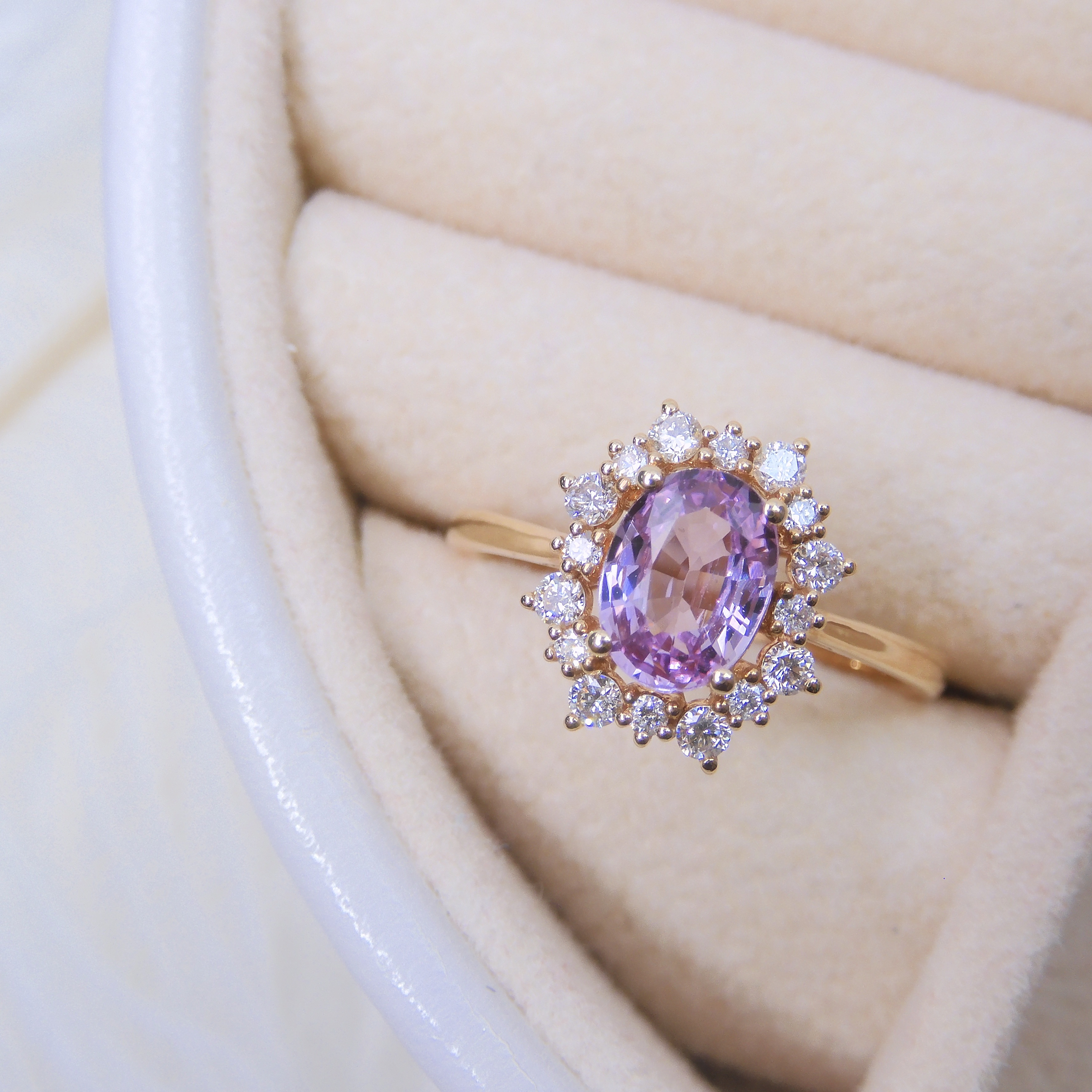 18K金 1.12ct 粉紅藍寶石戒指 (配國際證書)