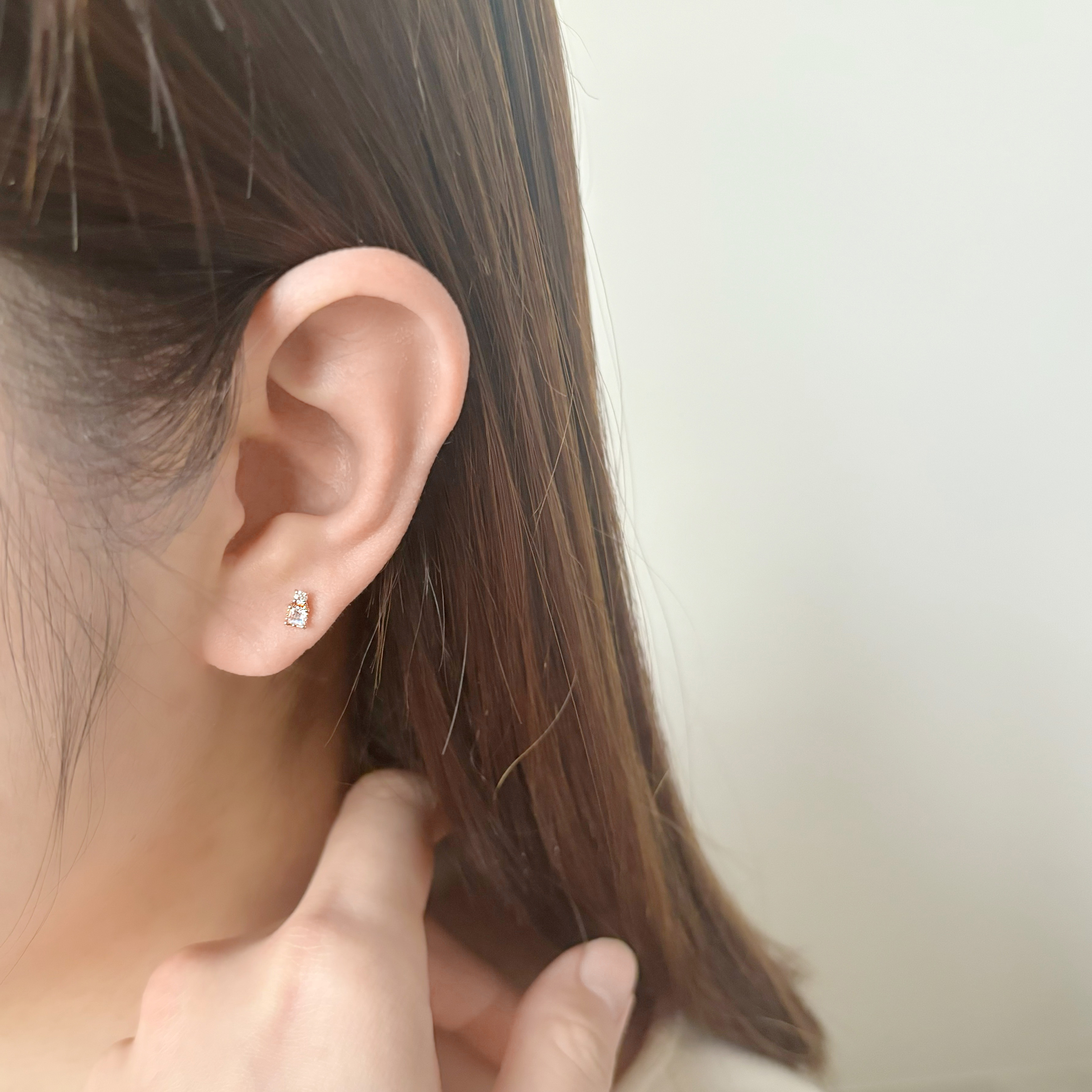 14k square perfume月光真鑽轉珠耳環