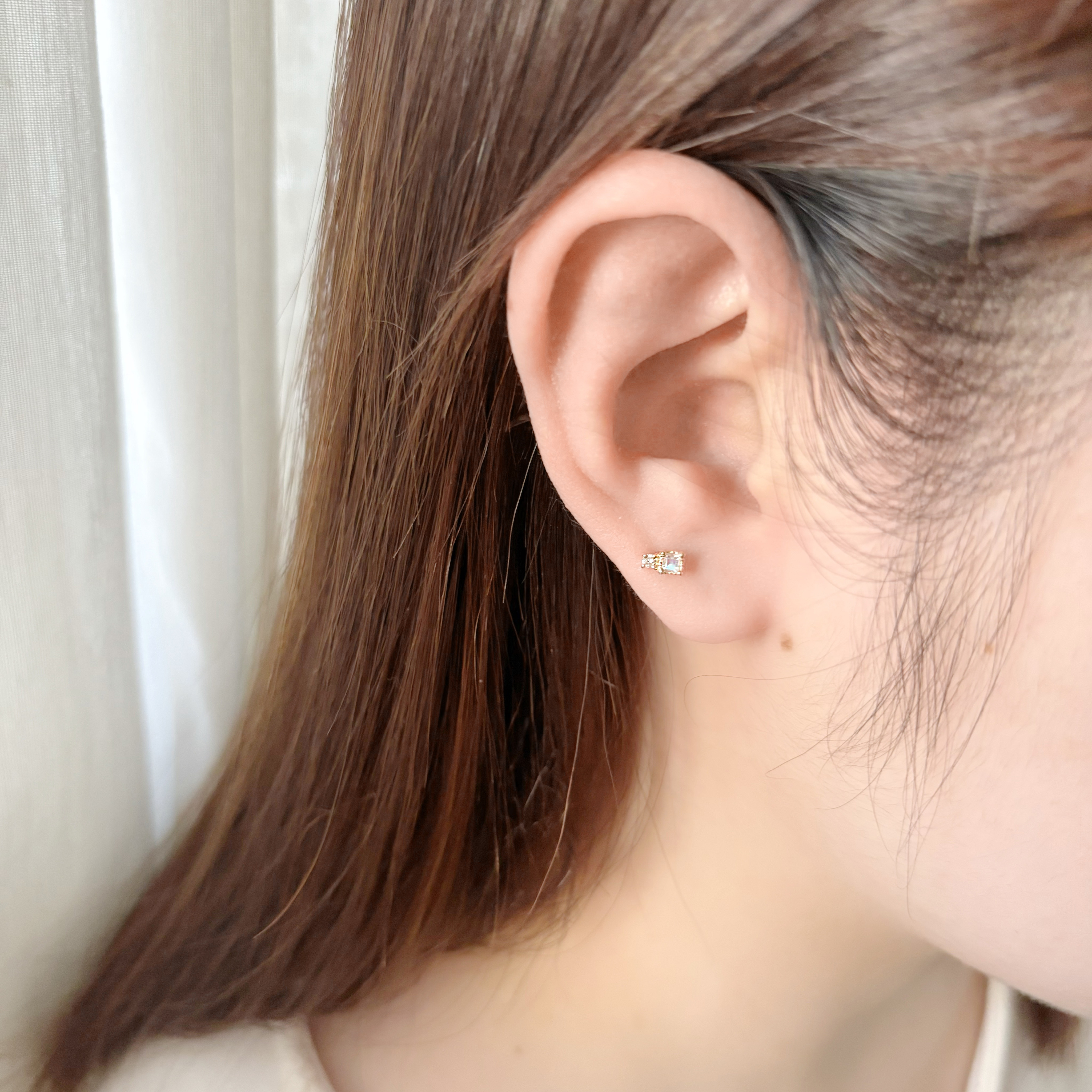 14k square perfume月光真鑽轉珠耳環