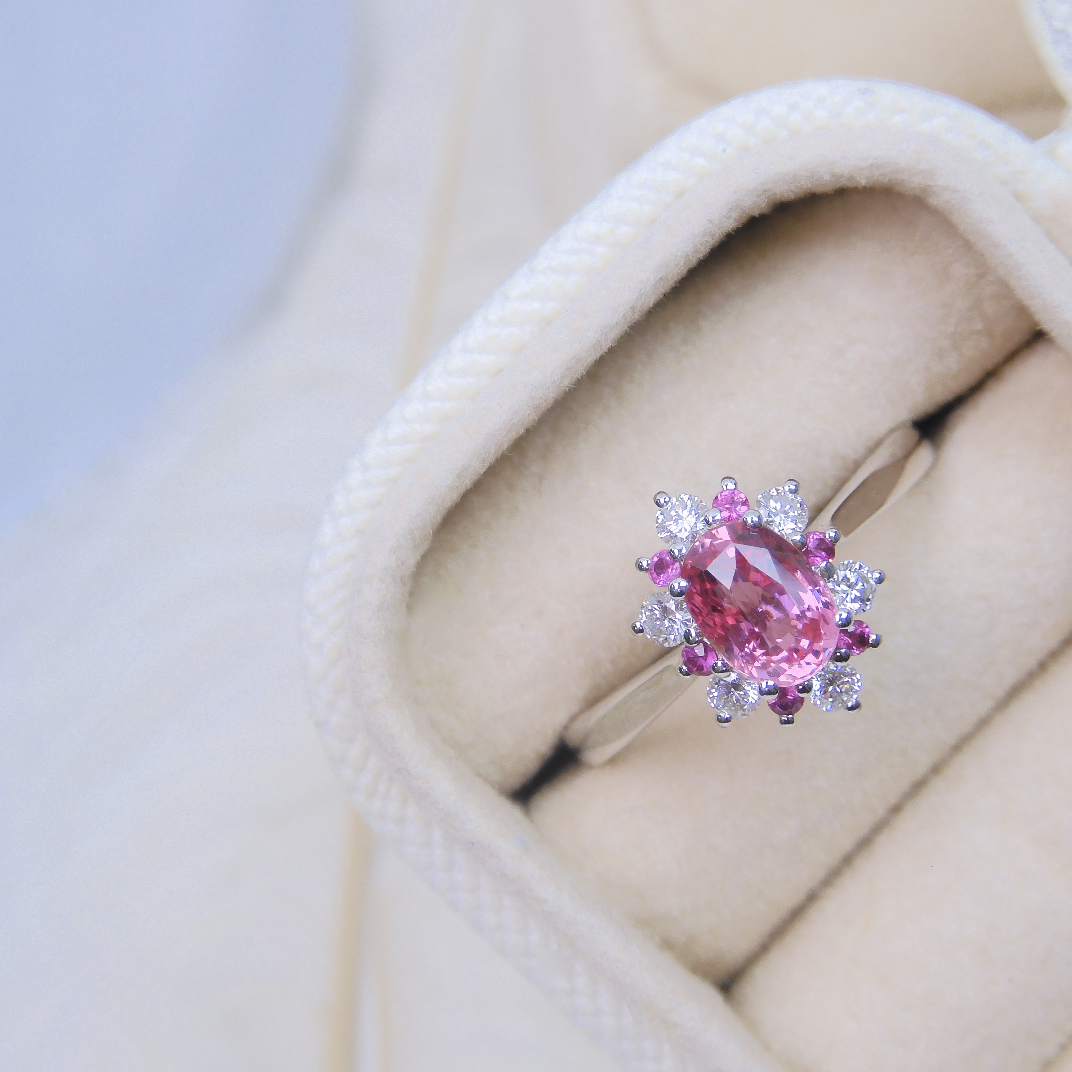 18K金 1.05ct 粉紅藍寶石戒指 (配國際證書)