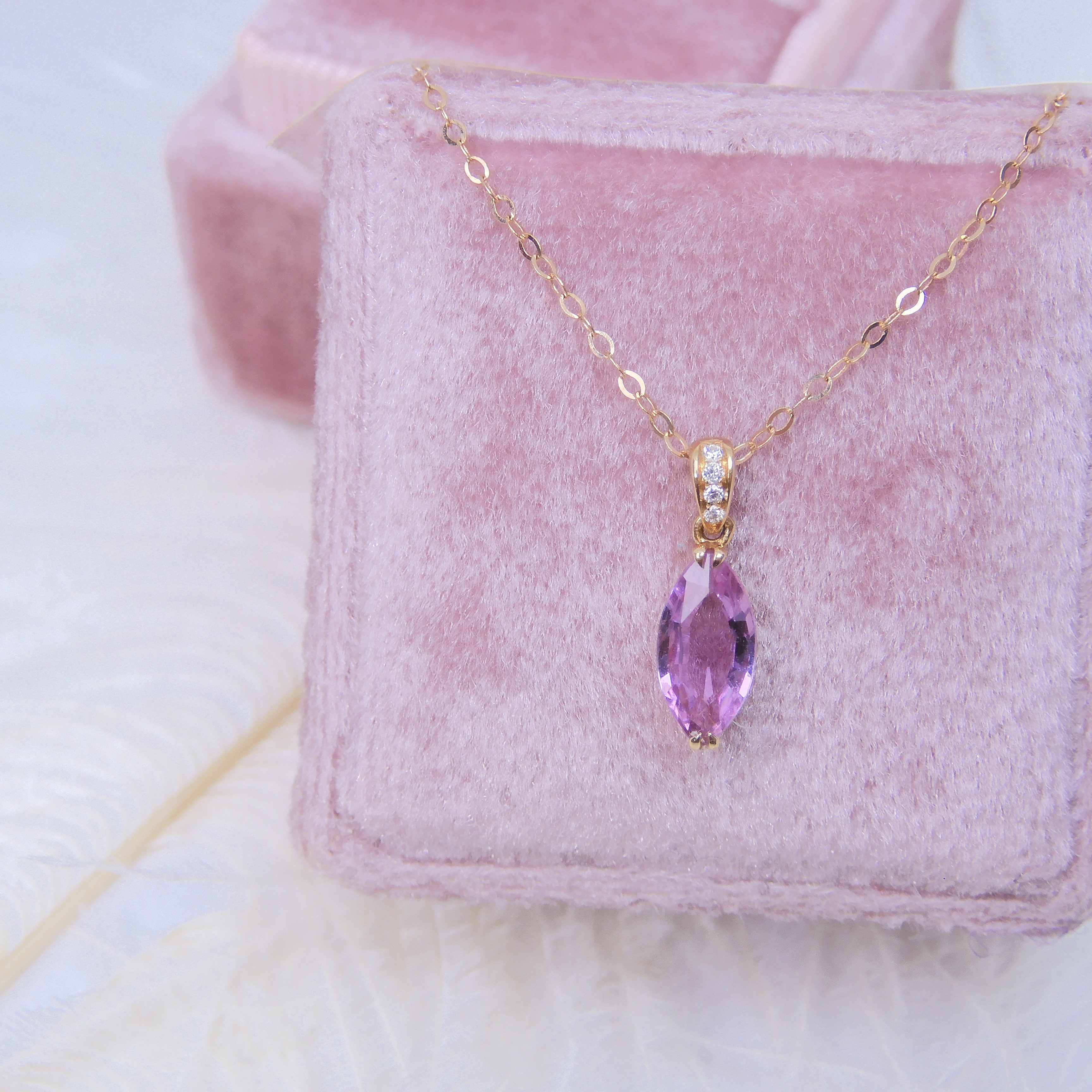 18K金 0.76ct 粉紅藍寶石項鏈