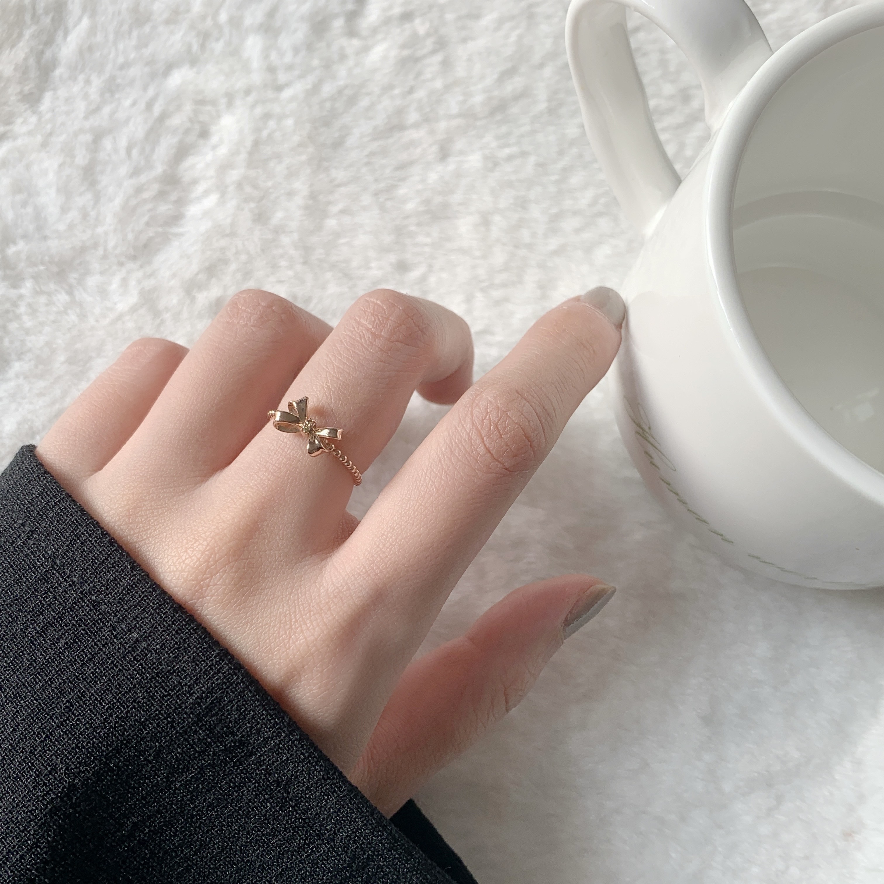 14k立體ribbon真鑽戒指