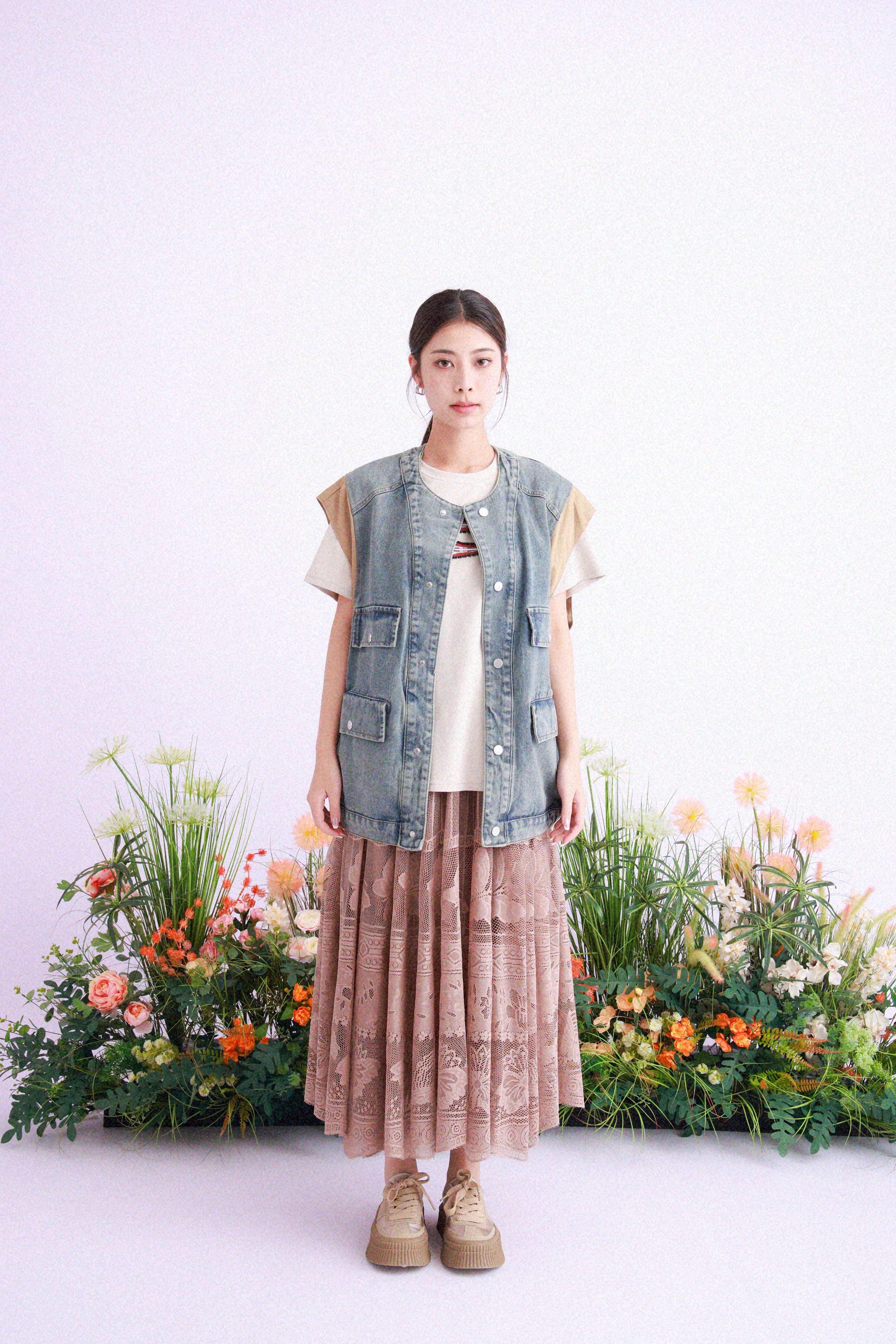 蝴蝶花蕾絲網紗傘裙 (現貨款式）