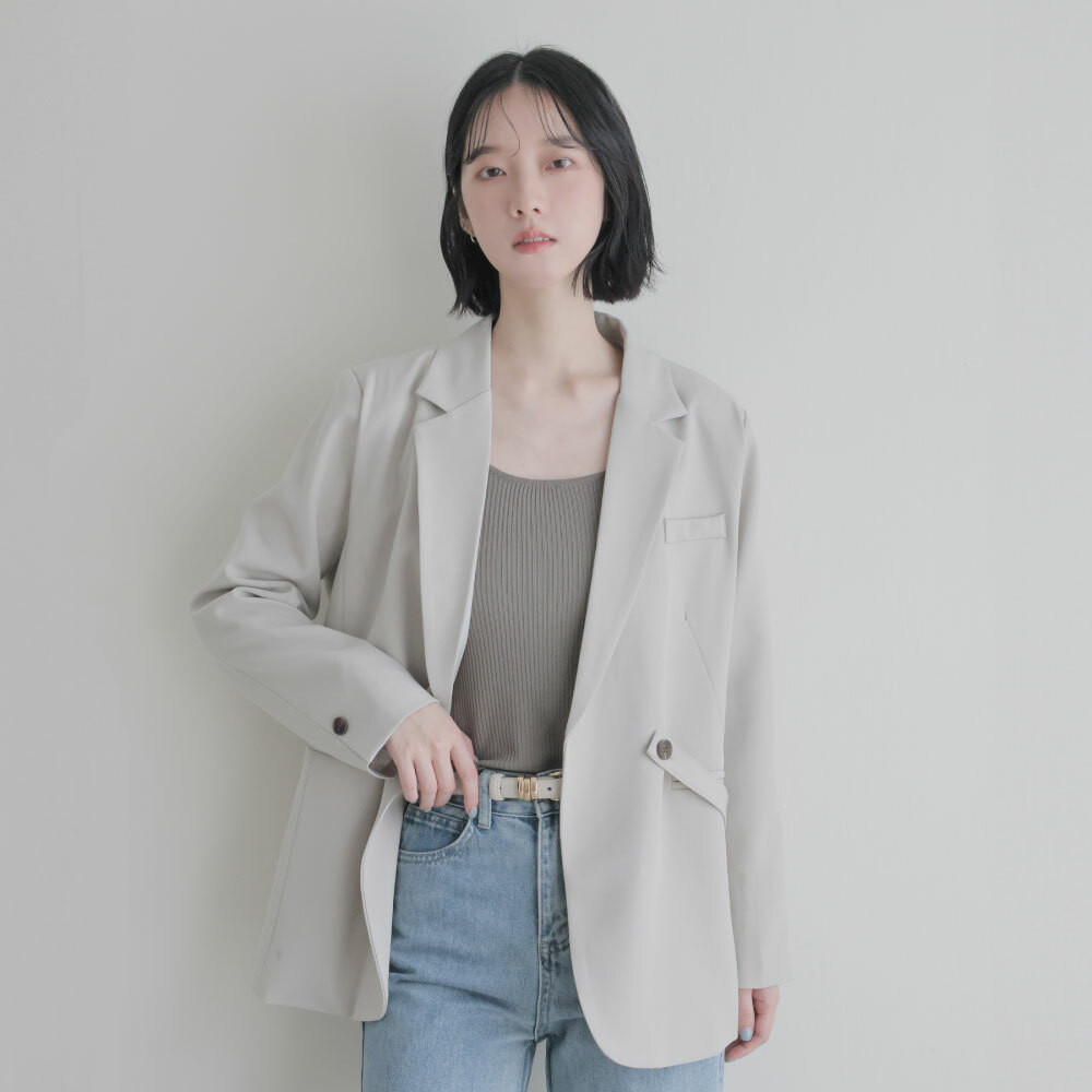 設計感側腰帶西裝外套