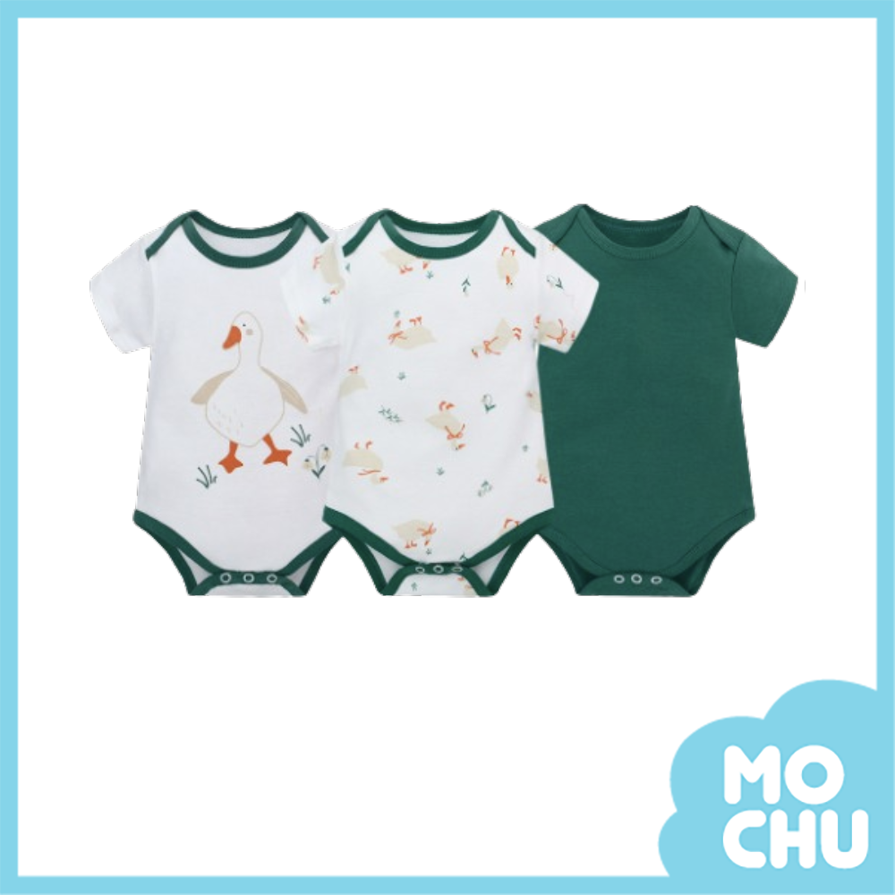 散步的柯爾鴨短袖包屁衣三件組