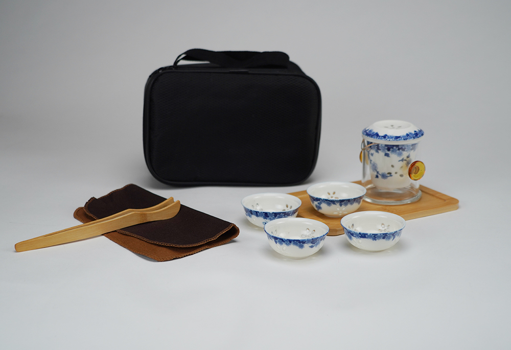玲瓏瓷茶具旅行組推薦｜瓷玻璃竹質茶具套裝 2杯4杯6杯自由選擇附旅行包