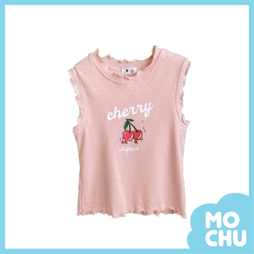 綠葉櫻桃波浪邊背心