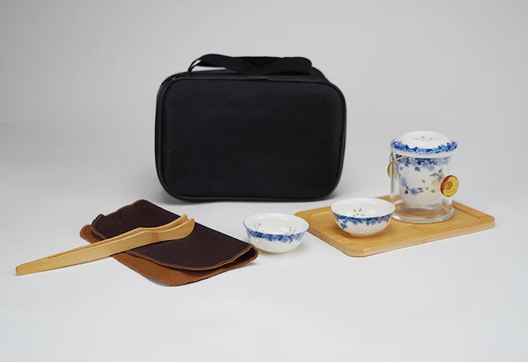 鹿港窯禮品館│玲瓏瓷 茶具旅行組│瓷、玻璃、竹│2杯4杯6杯任您挑選(旅行包)