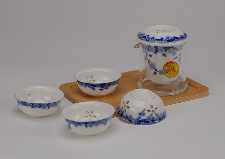 鹿港窯禮品館│玲瓏瓷 茶具旅行組│瓷、玻璃、竹│2杯4杯6杯任您挑選(旅行包)