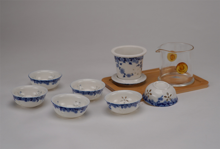 鹿港窯禮品館│玲瓏瓷 茶具旅行組│瓷、玻璃、竹│2杯4杯6杯任您挑選(旅行包)