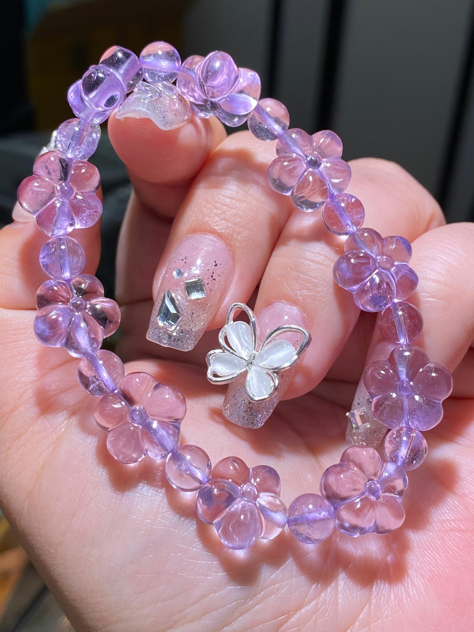 紫水晶小花手串