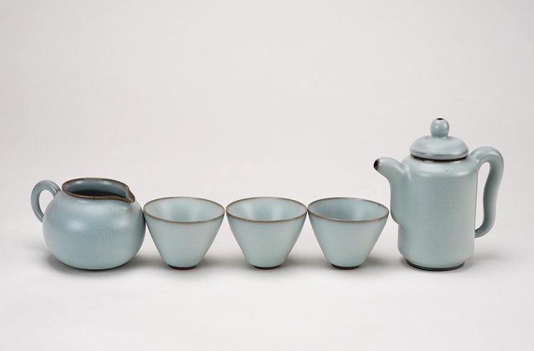 鹿港窯禮品館│汝窯茶具組-1壺1海3杯 (集思壺)│品茶好幫手 居家開運生活用品