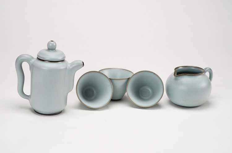 鹿港窯禮品館│汝窯茶具組-1壺1海3杯 (集思壺)│品茶好幫手 居家開運生活用品