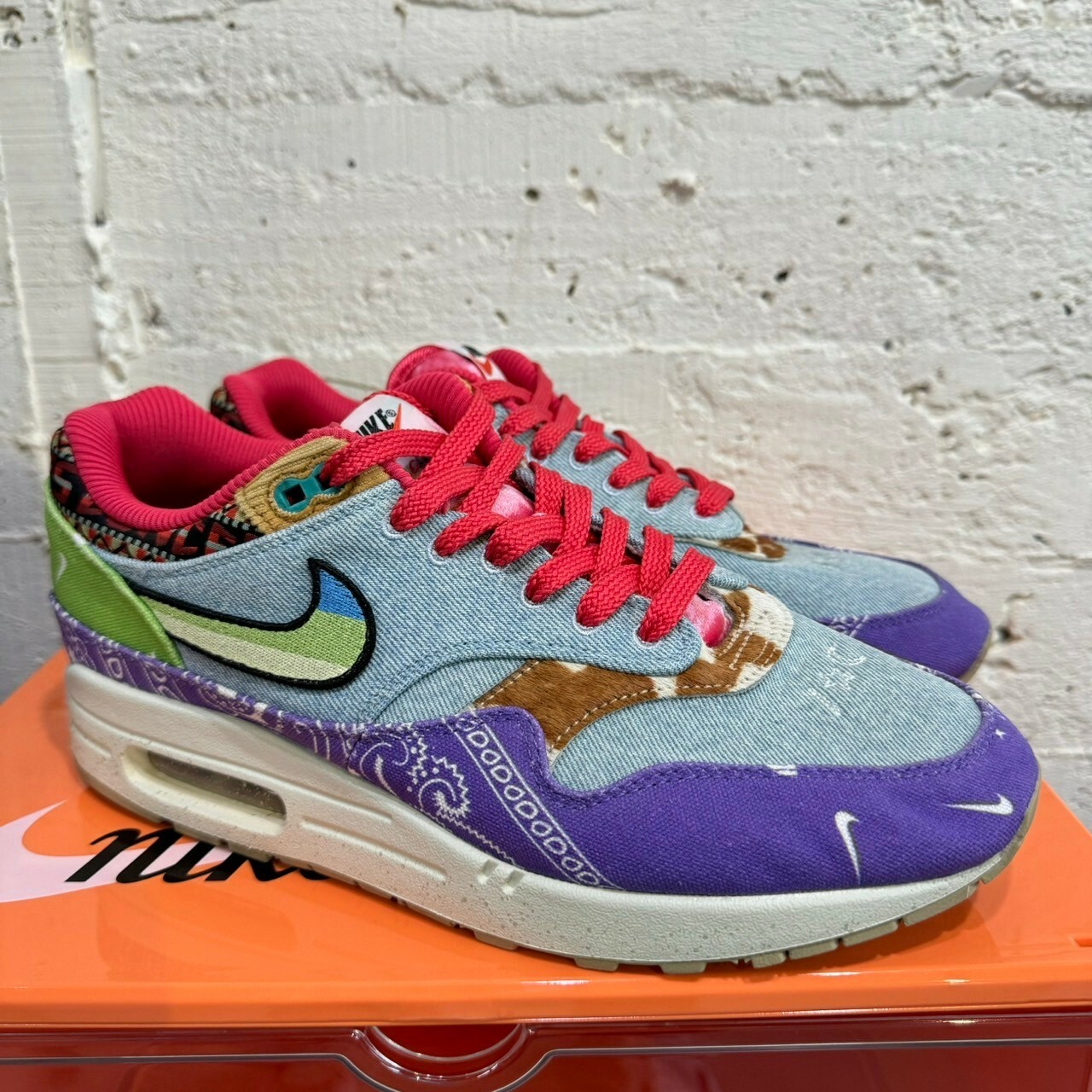 現貨在店【二手商品 US10/28CM 】Concepts x Nike Air Max 1 Paisley 紫迷彩 腰果花 休閒鞋【DN1803-500】