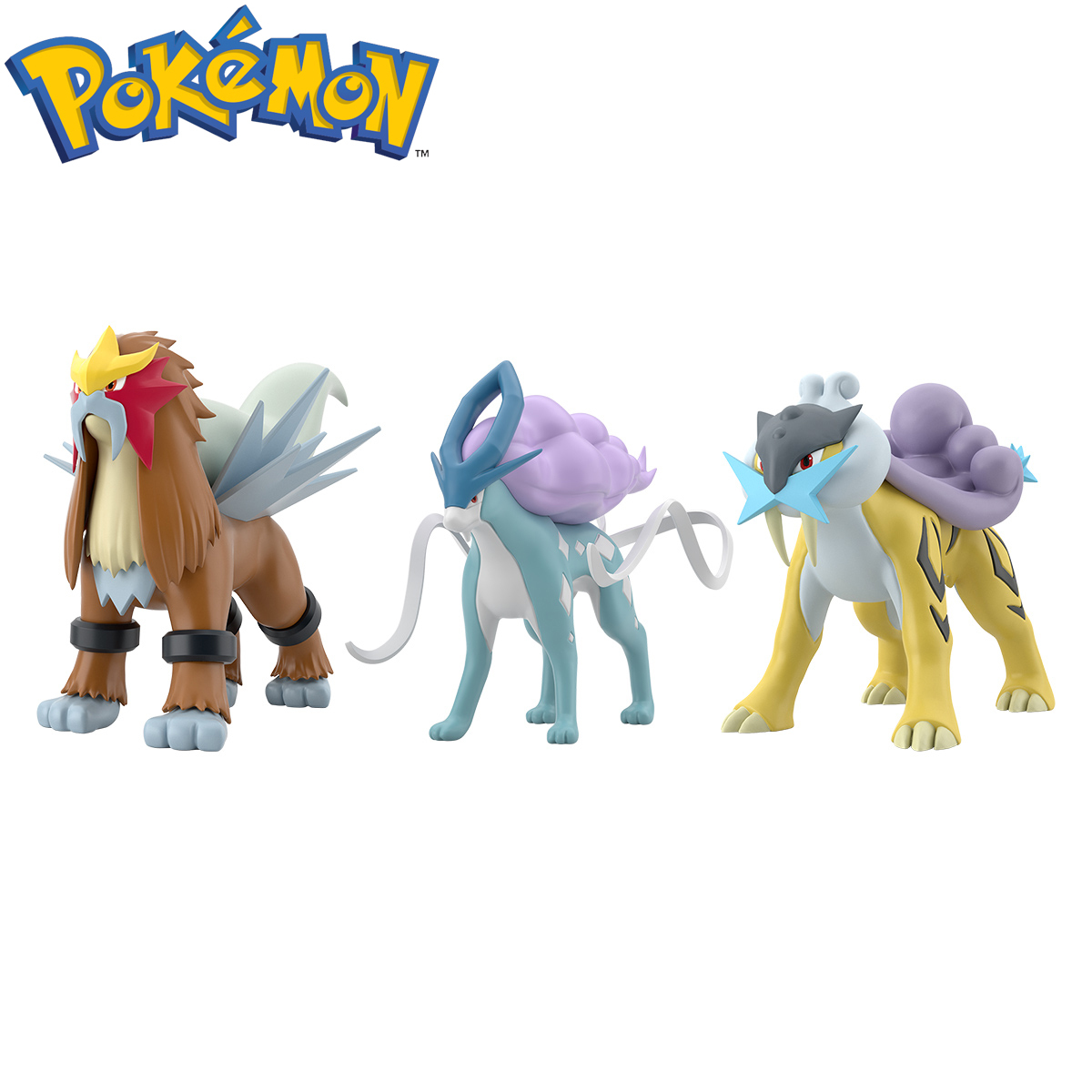 寵物小精靈 城都地區 炎帝&水君&雷公Set POKÉMON SCALE WORLD JOHTO REGION RAIKOU & ENTEI & SUICUNE W/O GUM 