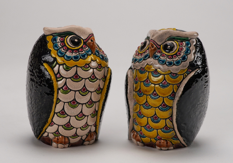 鹿港窯禮品館│交趾S可愛貓頭鷹#954