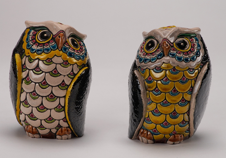 鹿港窯禮品館│交趾S可愛貓頭鷹#954