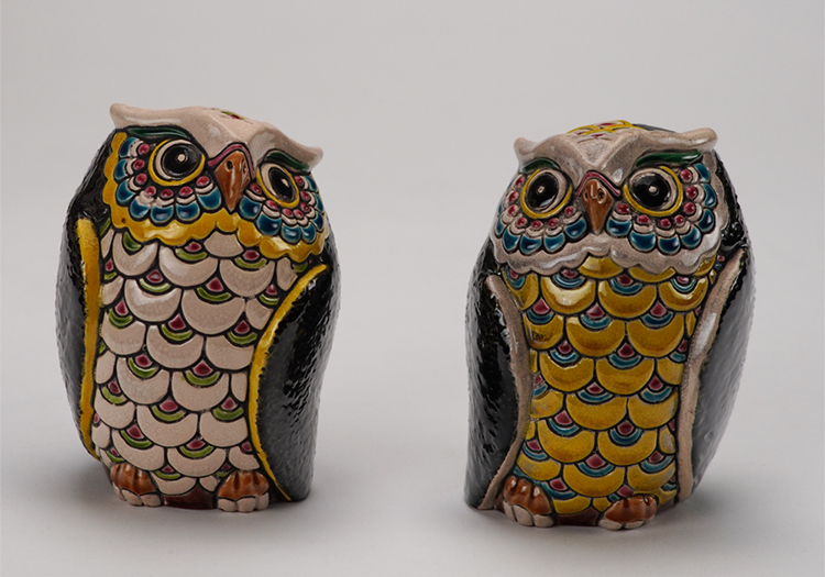 鹿港窯禮品館│交趾S可愛貓頭鷹#954