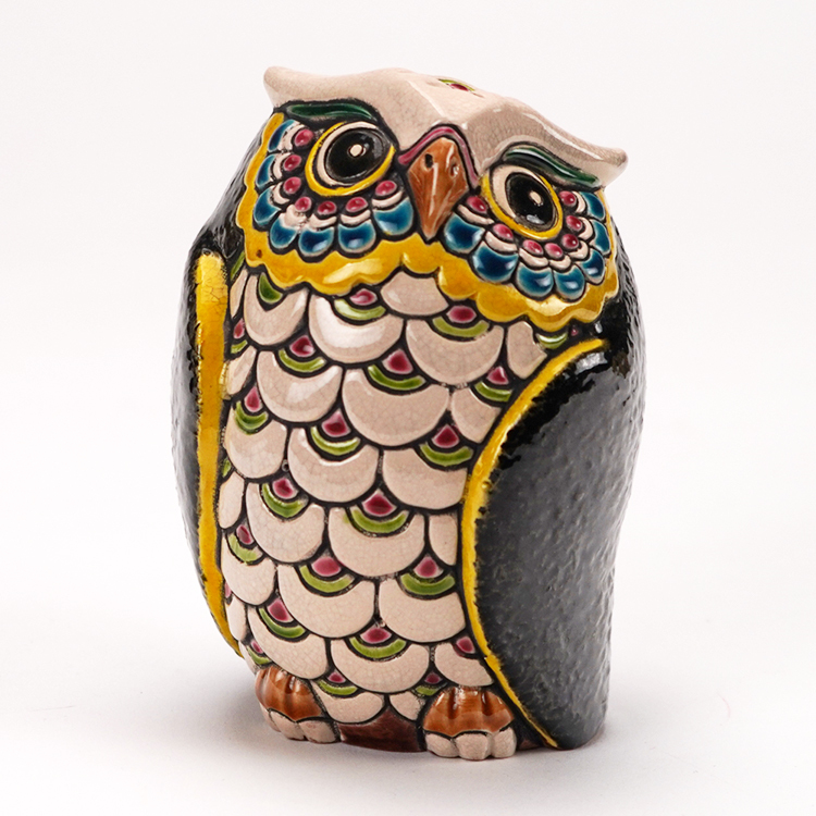 鹿港窯禮品館│交趾S可愛貓頭鷹#954
