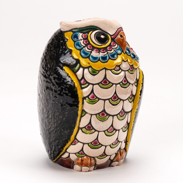 鹿港窯禮品館│交趾S可愛貓頭鷹#954