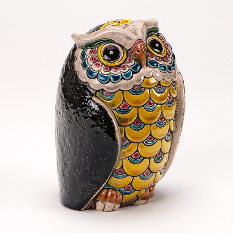 鹿港窯禮品館│交趾S可愛貓頭鷹#954