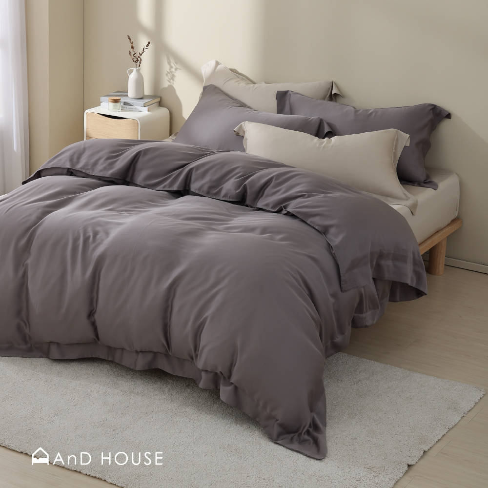 80支天絲｜100%萊賽爾｜雙色配｜玄米灰ｘ樺木灰