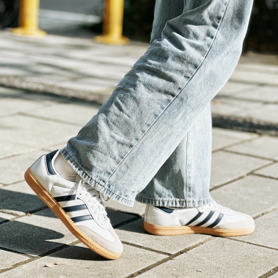 ADIDAS SAMBA OG 皮革焦糖底德訓鞋白藍 男女鞋 IF3814