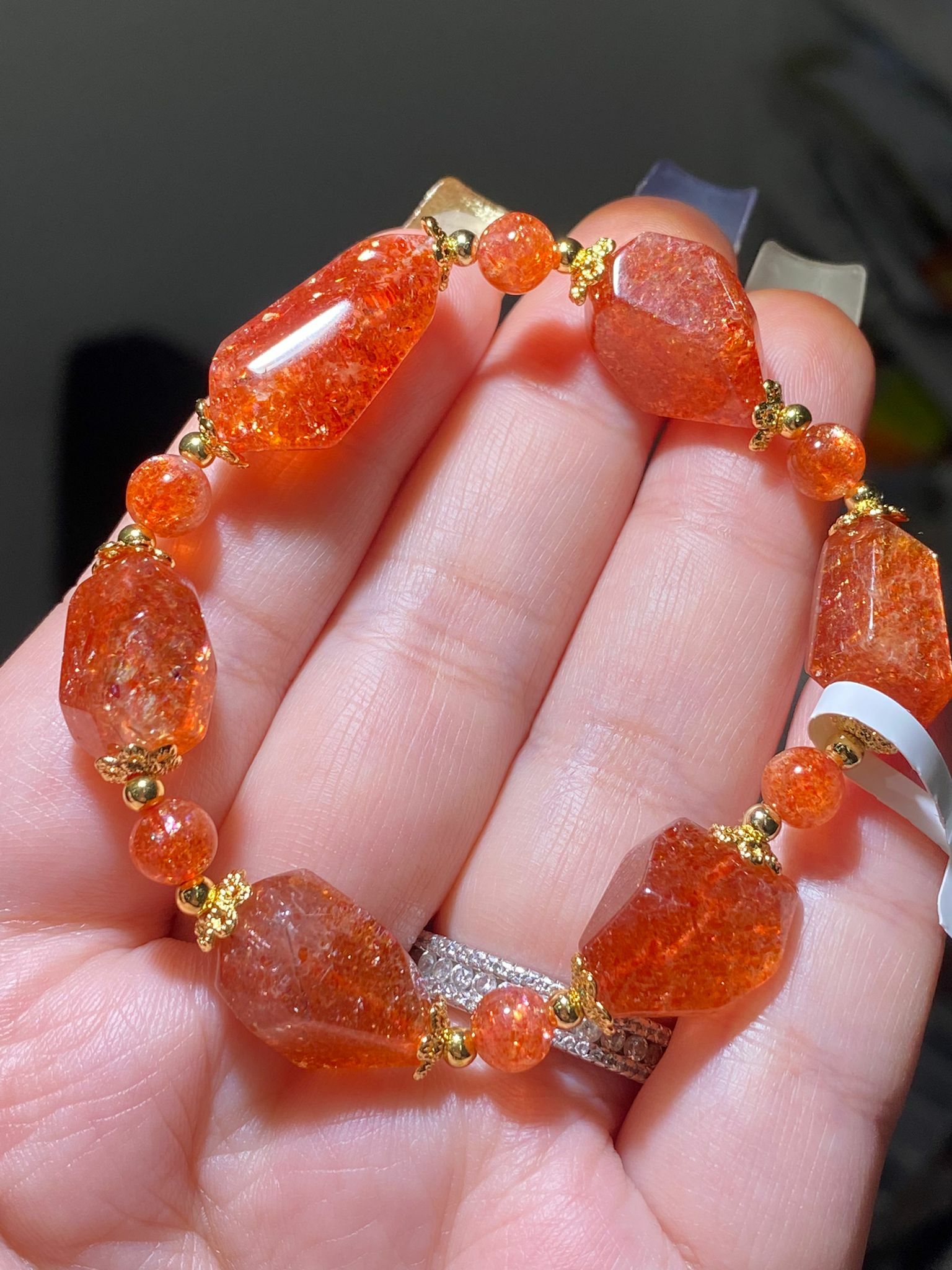 高質金太陽草莓原石手串