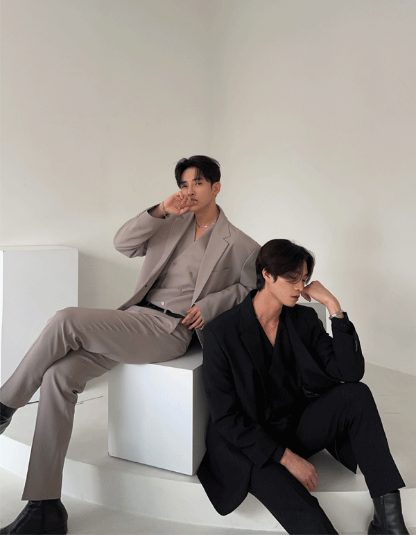 簡約雙扣西裝外套 直筒西裝褲