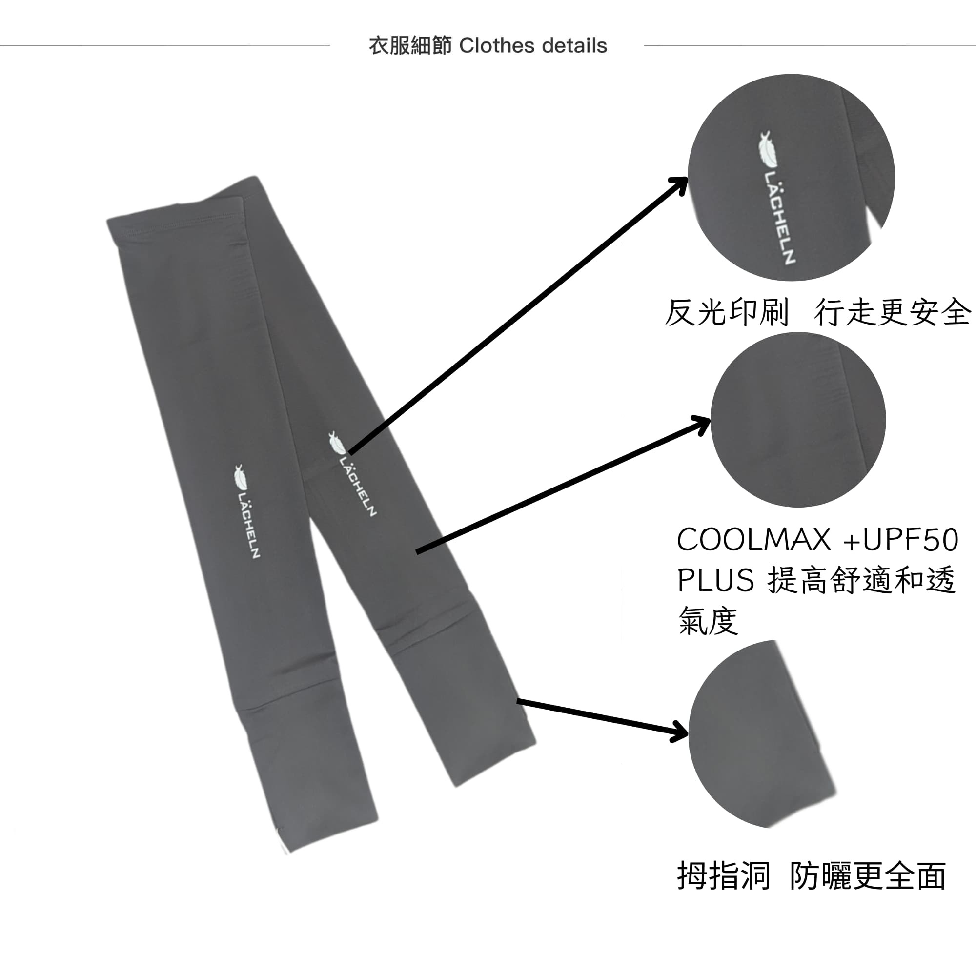 COOLMAX彈性快乾防曬袖套 特色