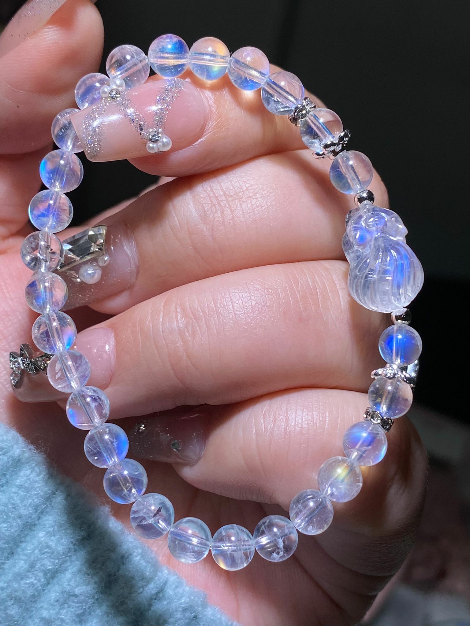 藍光玻璃體趴趴九尾狐手串