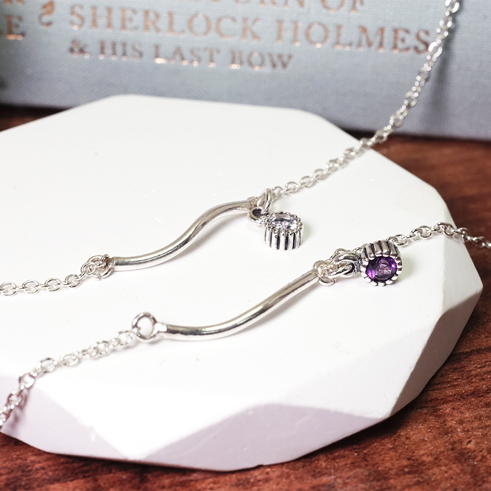 誕生石 純銀項鍊 水波設計 天然石系列 生日石 女生項鍊 生日禮物