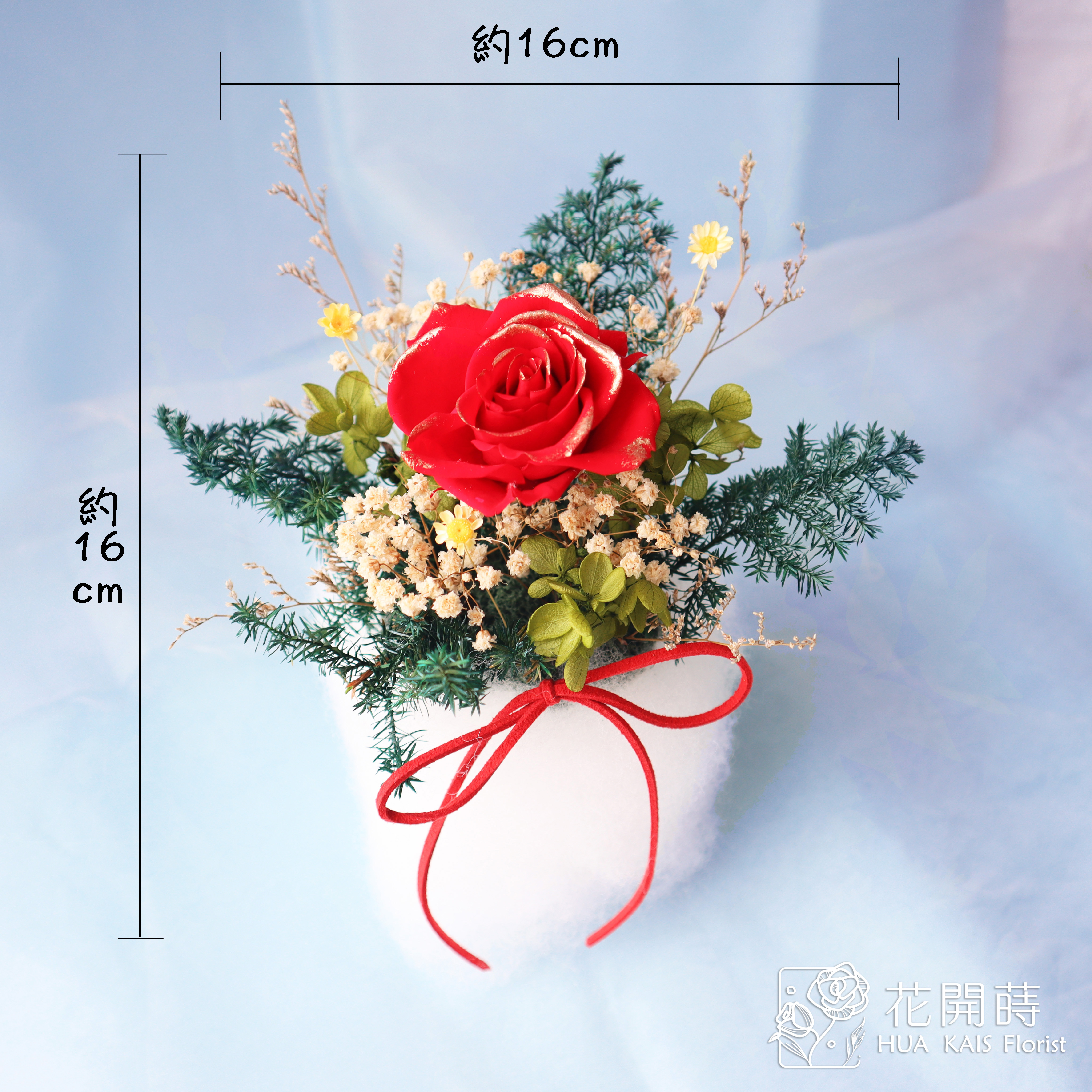 永生玫瑰小桌花|金箔紅|開幕小盆栽|生日禮物|辦公桌小盆花|母親節禮物