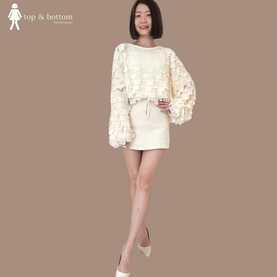 KOREA L/SLEEVE CHIFFON PANEL BLOUSE