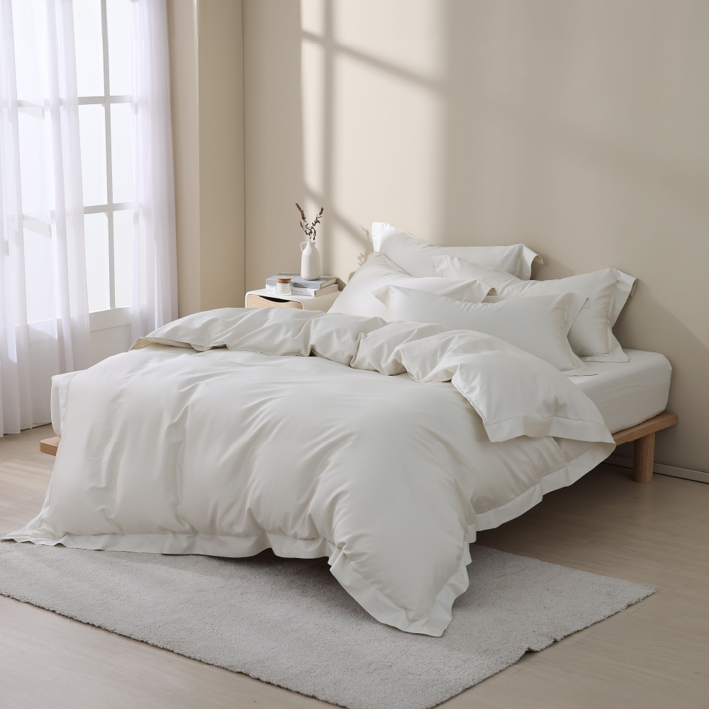 800織長絨棉｜100%純棉｜杏仁白｜床包被套組