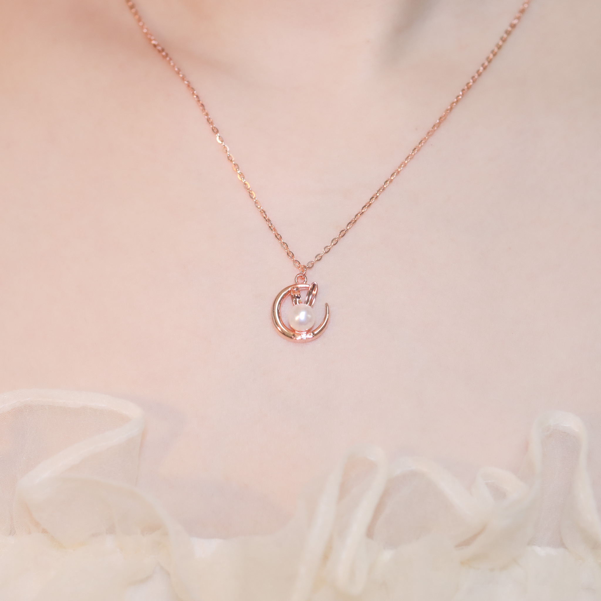 | 925 Silver・White Gold・Rose Gold・Pearl | Pure Bunny Necklace（Silver / Rose Gold） | NE1102 |