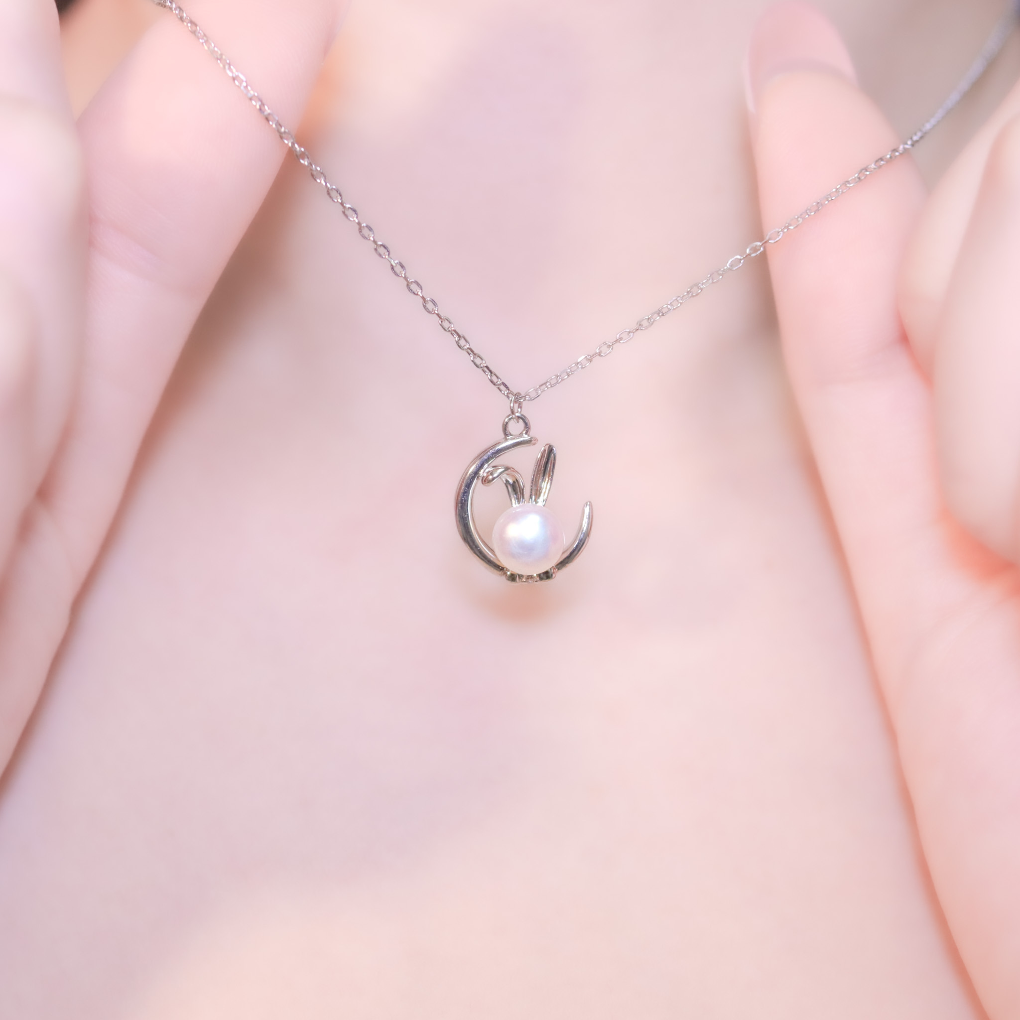 | 925 Silver・White Gold・Rose Gold・Pearl | Pure Bunny Necklace（Silver / Rose Gold） | NE1102 |