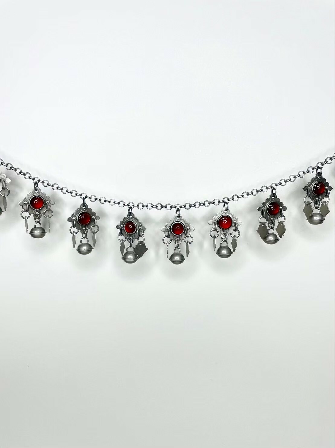 J22(短)-無焊接紅瑪瑙單層鈴鐺鏈條89cm