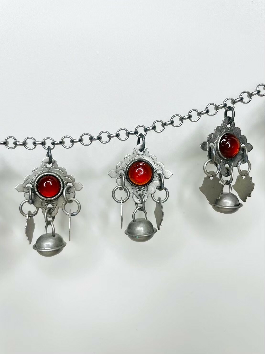 J22(短)-無焊接紅瑪瑙單層鈴鐺鏈條89cm